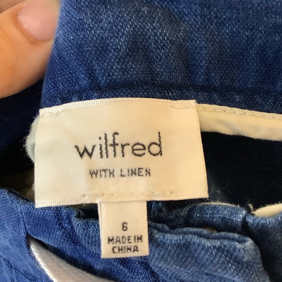 Wilfred Aritzia Allegra Shorts Tie Waist Chambray Linen Size 6 - Picture 7 of 10